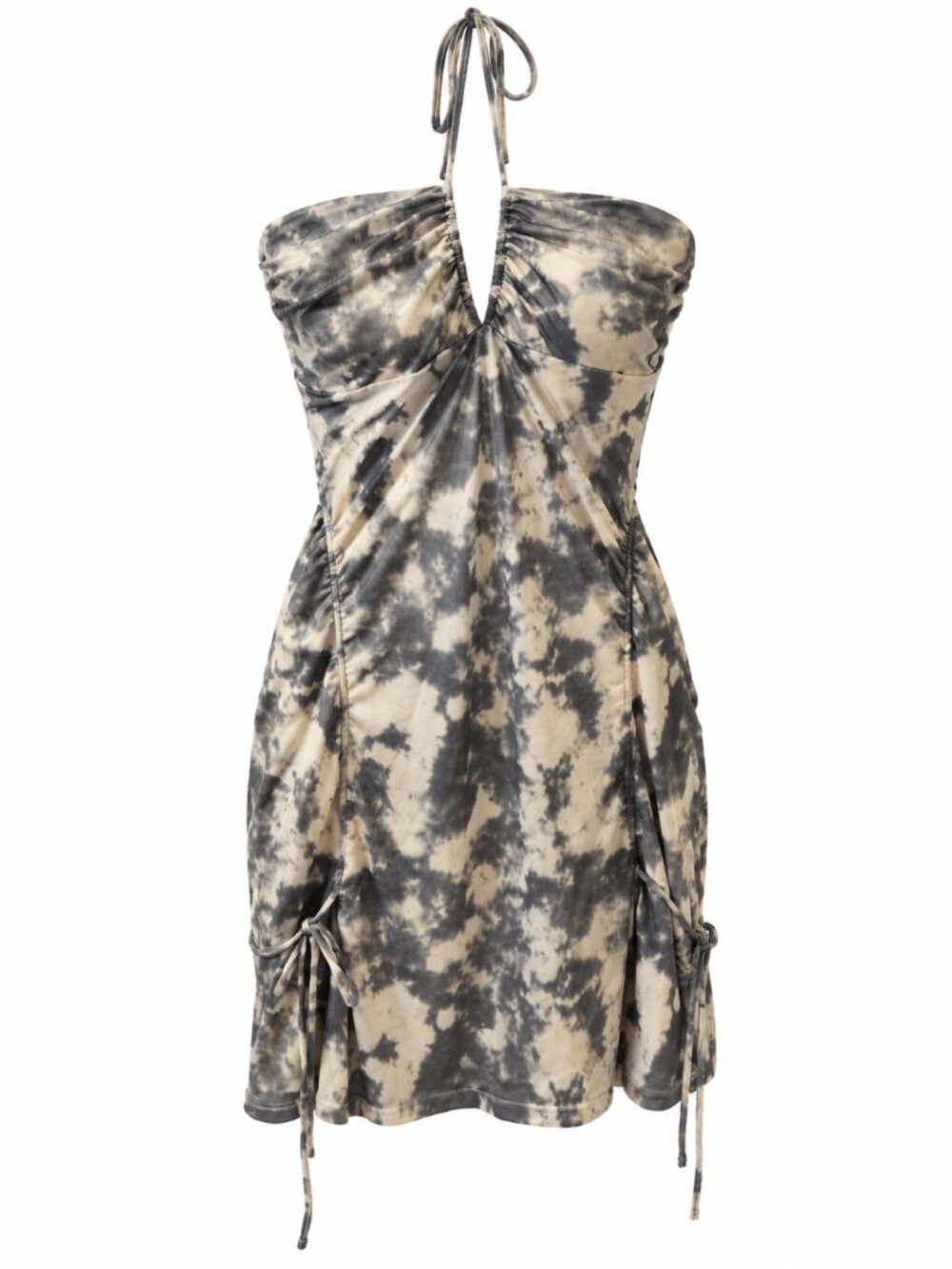 Oak + Fort Seashell Tie Dye Ruched Halter Mini Dress XL
